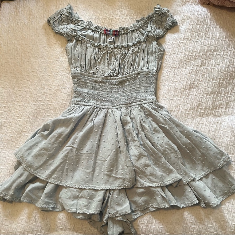 Urban Outfitters Light Blue Ruffle Romper